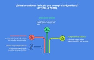 Gráfico explicando los escenarios en los que operar astigmatismo podría ser una opción viable